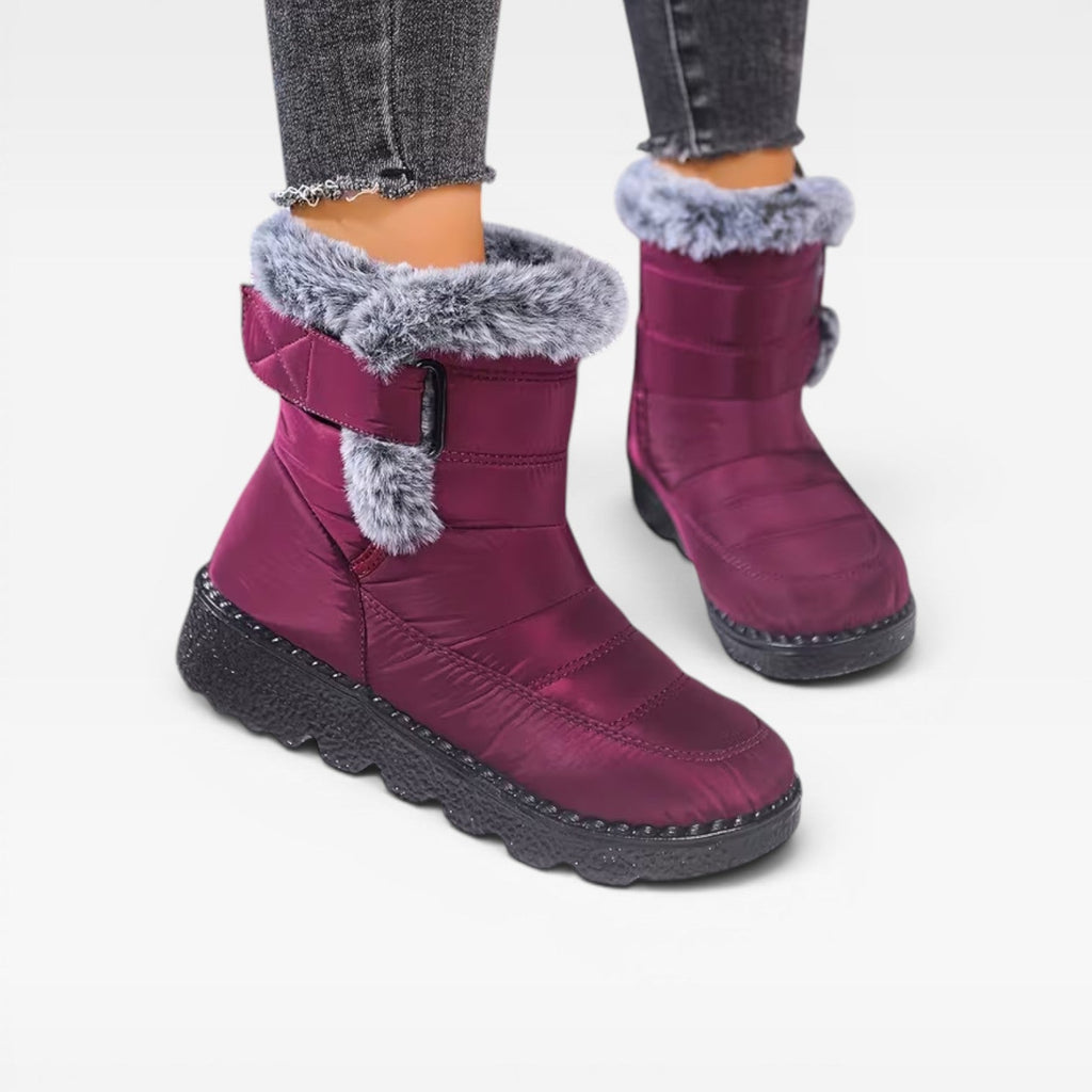 Women's Waterproof Quilted Snow Boots with Faux Fur — view 8