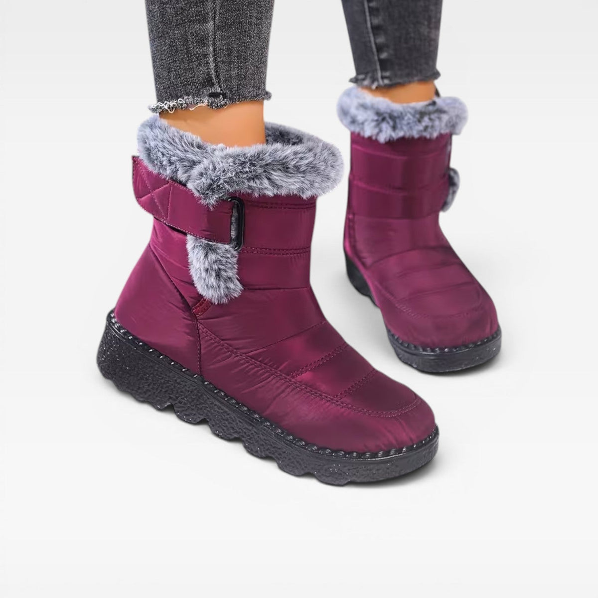 Women's Waterproof Quilted Snow Boots with Faux Fur — view 8