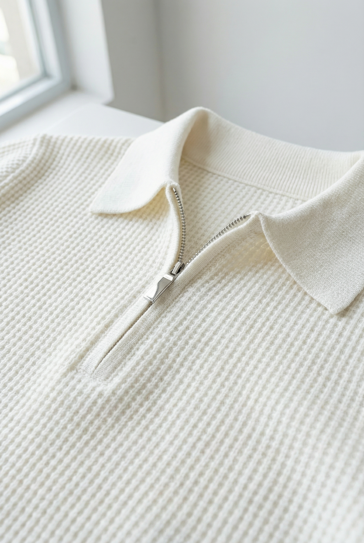 Men's waffle knit quarter-zip jumper