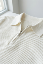 Men's waffle knit quarter-zip jumper