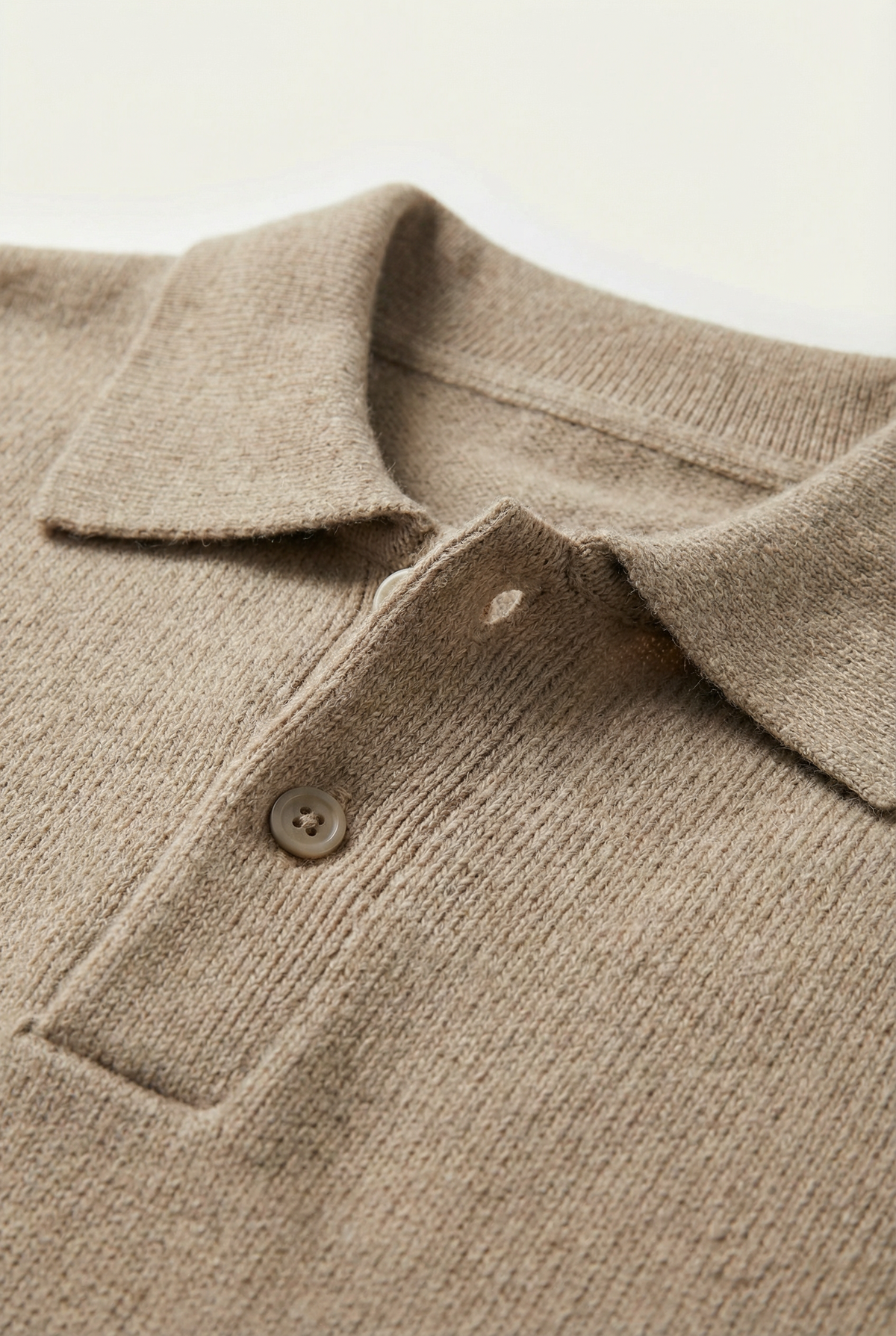 Men's chunky textured knit polo jumper with open collar