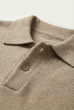 Men's chunky textured knit polo jumper with open collar