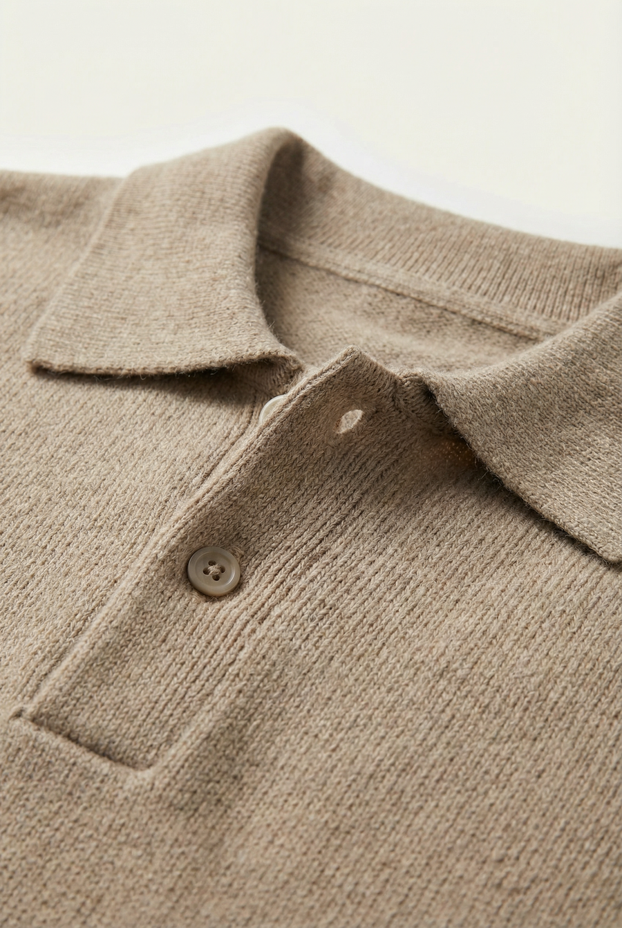 Men's chunky textured knit polo jumper with open collar