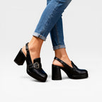 Women's Block Heel Court Shoes with Buckle Strap — view 10