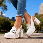 Women's Block Heel Court Shoes with Buckle Strap — view 2