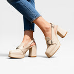 Women's Block Heel Court Shoes with Buckle Strap — view 7