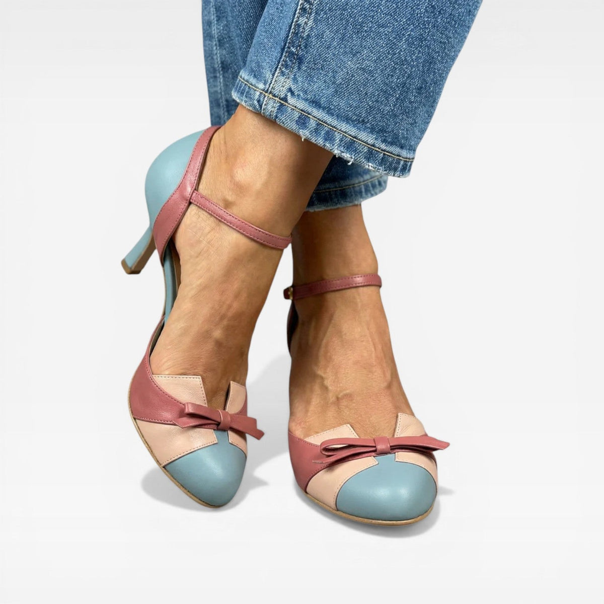 Women's Two-Tone Mary Jane Low Heels — view 5