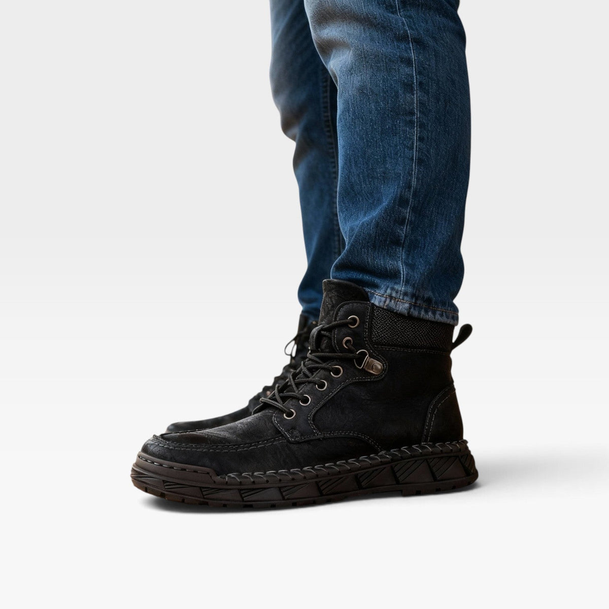 Men's Lace-Up Ankle Boots with Padded Lining, Non-Slip Sole — view 5