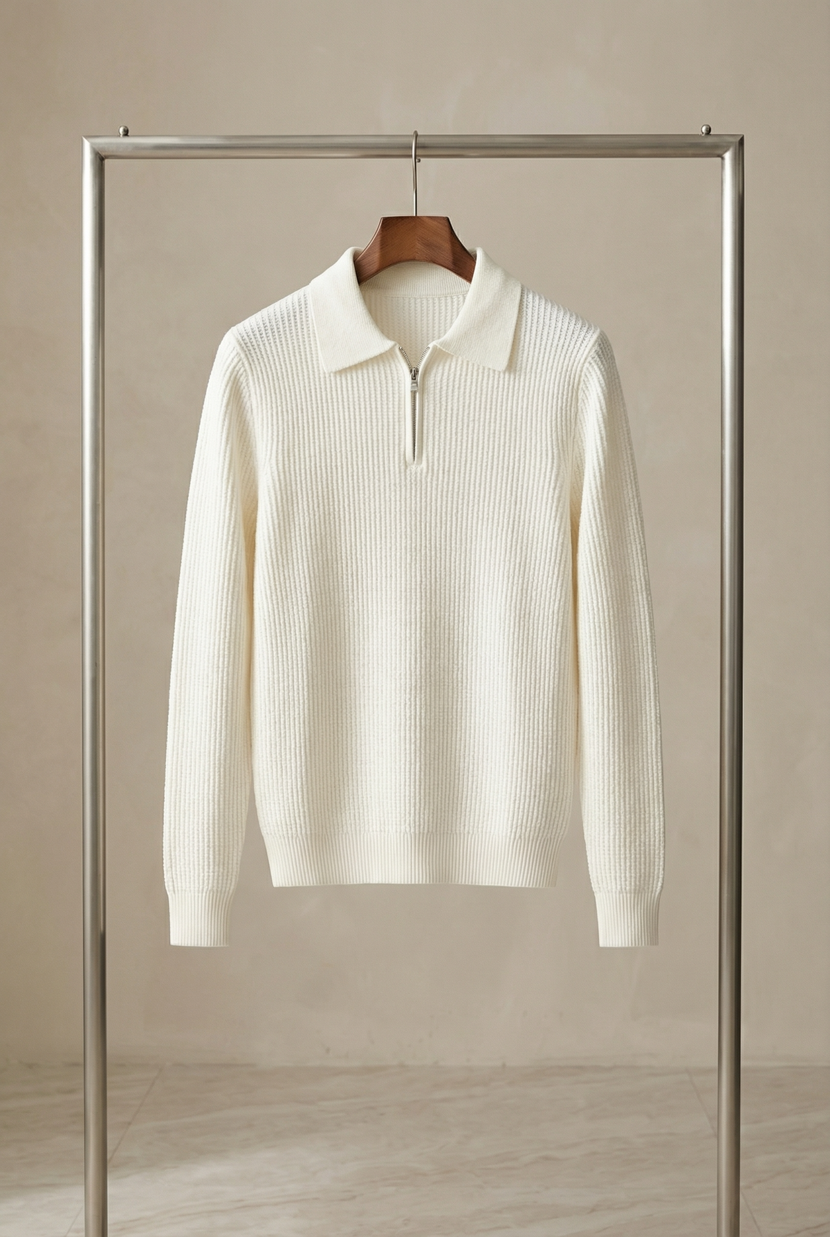 Men's waffle knit quarter-zip jumper