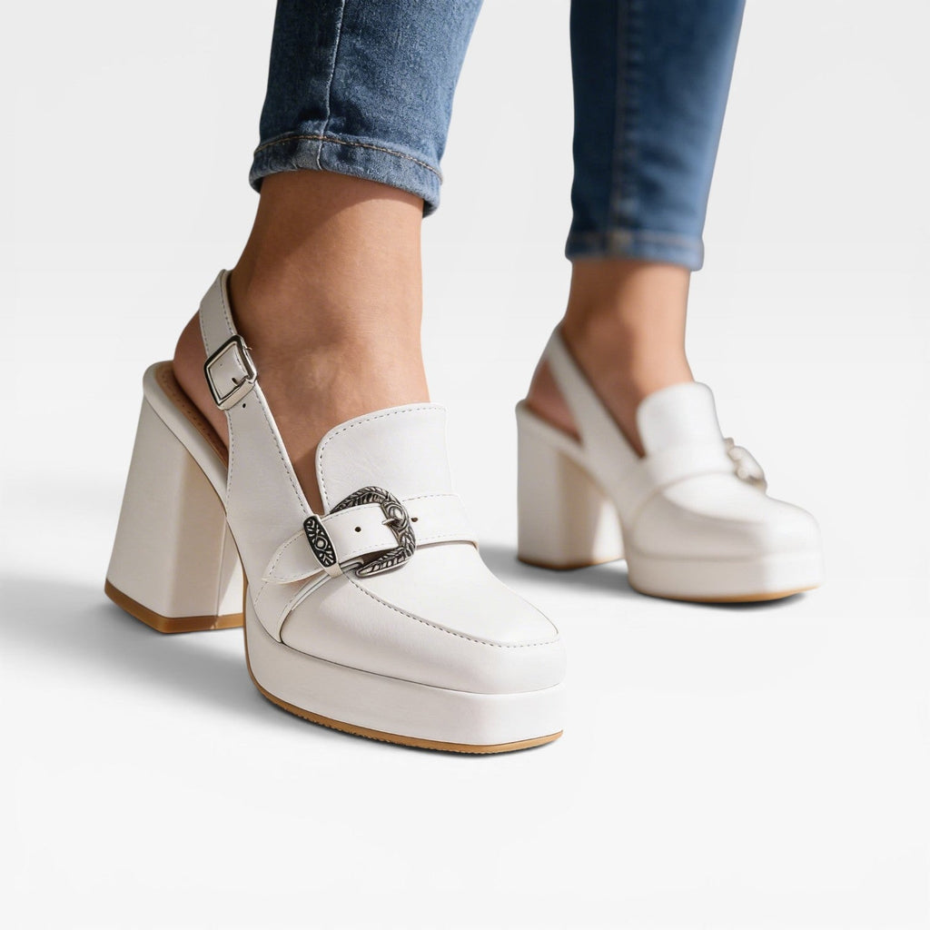 Women's Block Heel Court Shoes with Buckle Strap — view 4