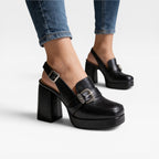 Women's Block Heel Court Shoes with Buckle Strap — view 9