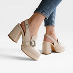 Women's Block Heel Court Shoes with Buckle Strap — view 8