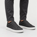 Men's Leather Trainers in Black | Upwey – front view