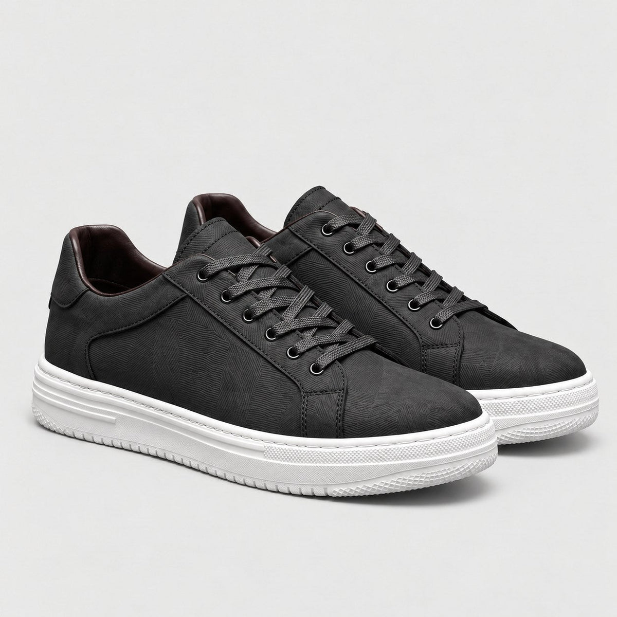 Men's Leather Trainers in Black | Upwey – side view