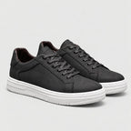 Men's Leather Trainers in Black | Upwey – side view