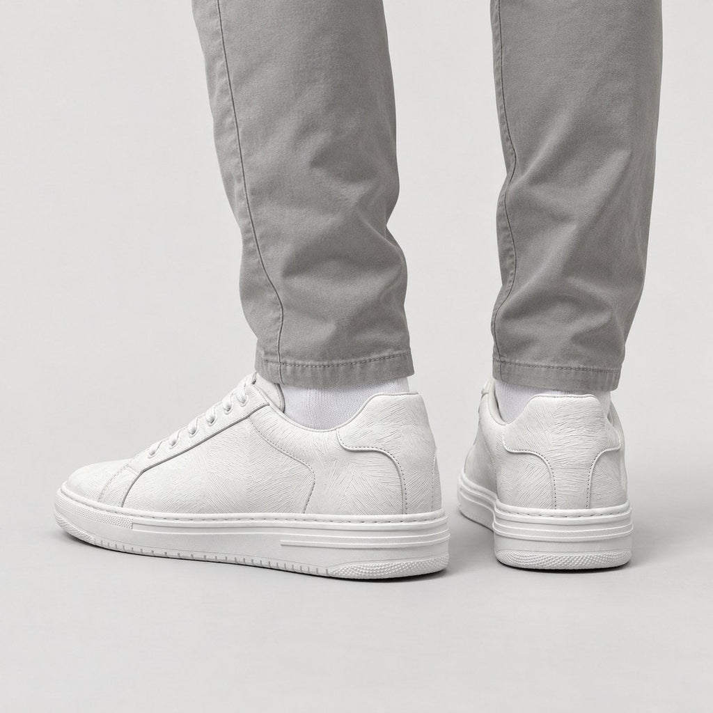 Men's Leather Trainers in White | Upwey – back view