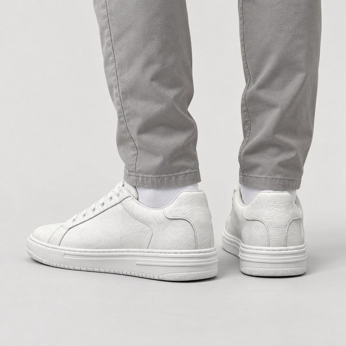 Men's Leather Trainers in White | Upwey – back view