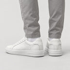 Men's Leather Trainers in White | Upwey – back view
