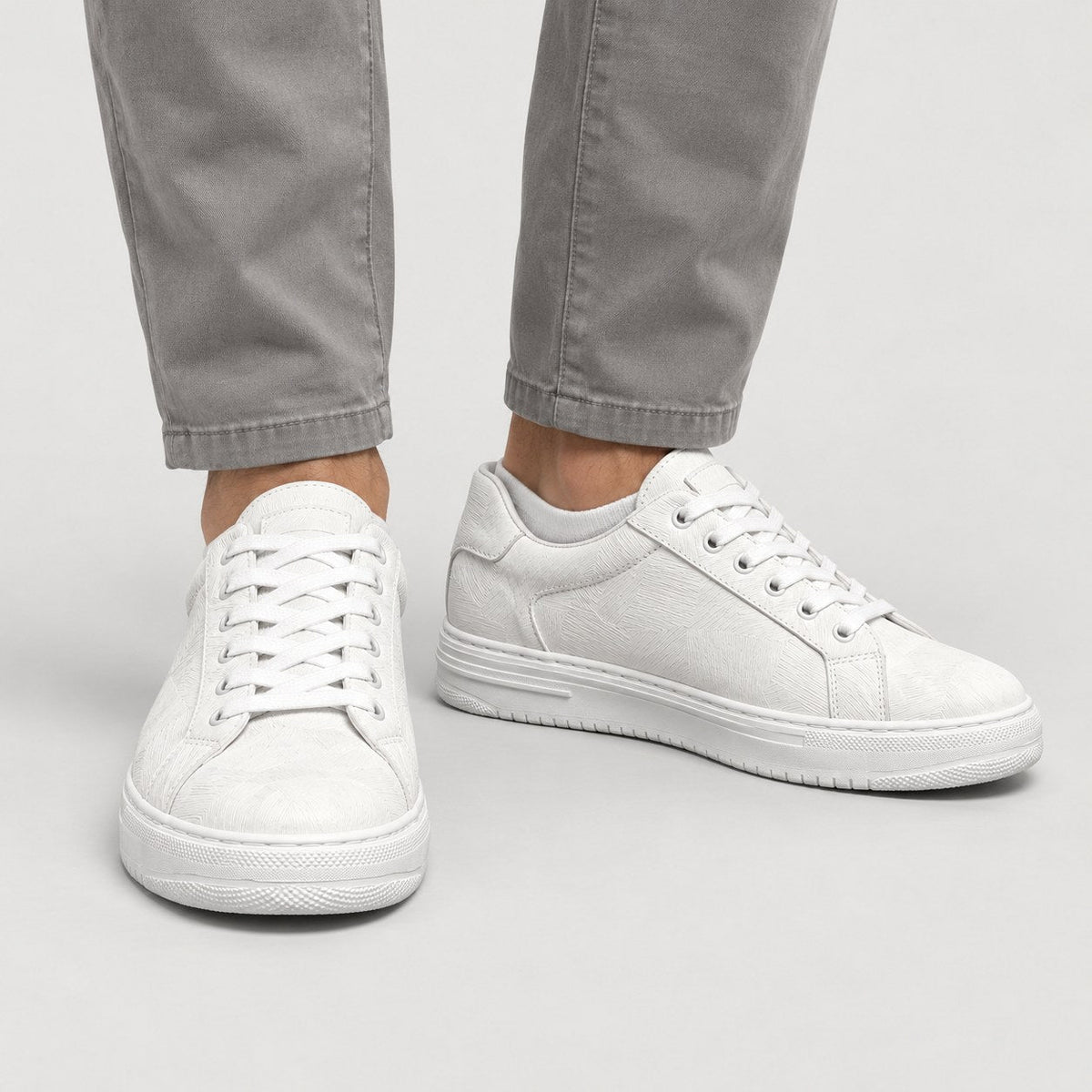 Men's Leather Trainers in White | Upwey – front view