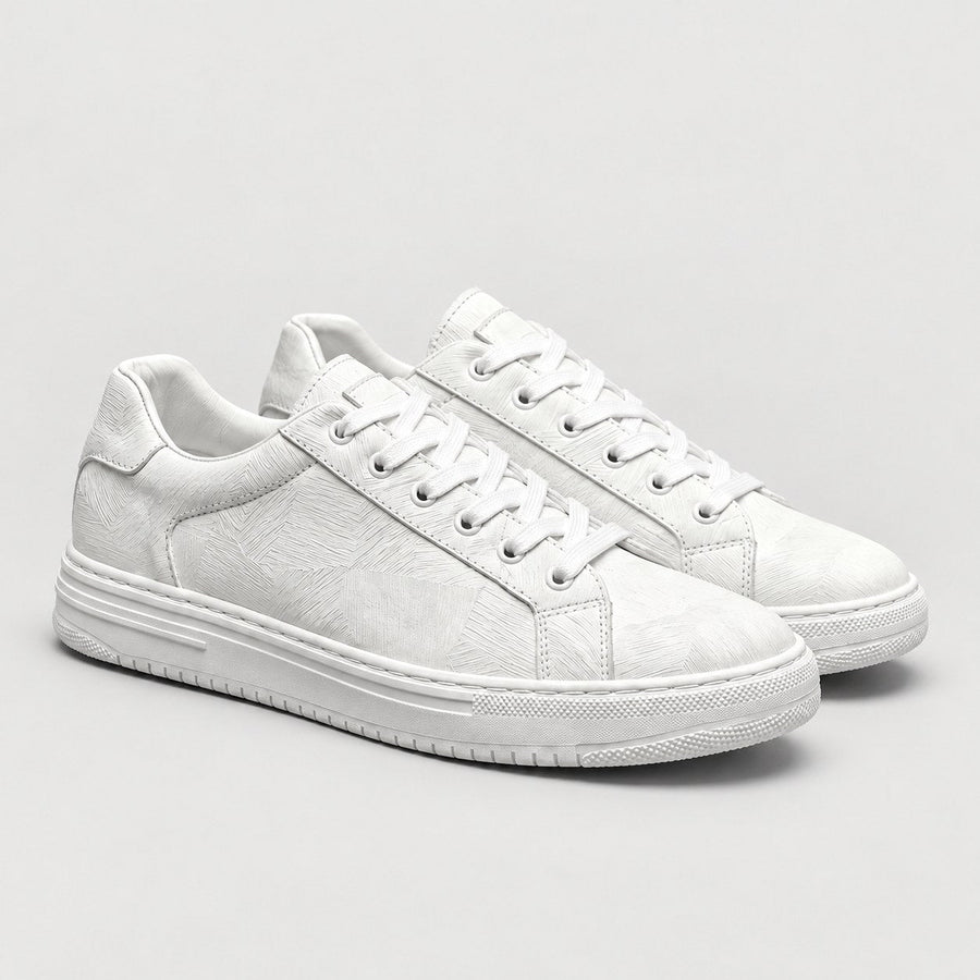 Men's Leather Trainers in White | Upwey – side view