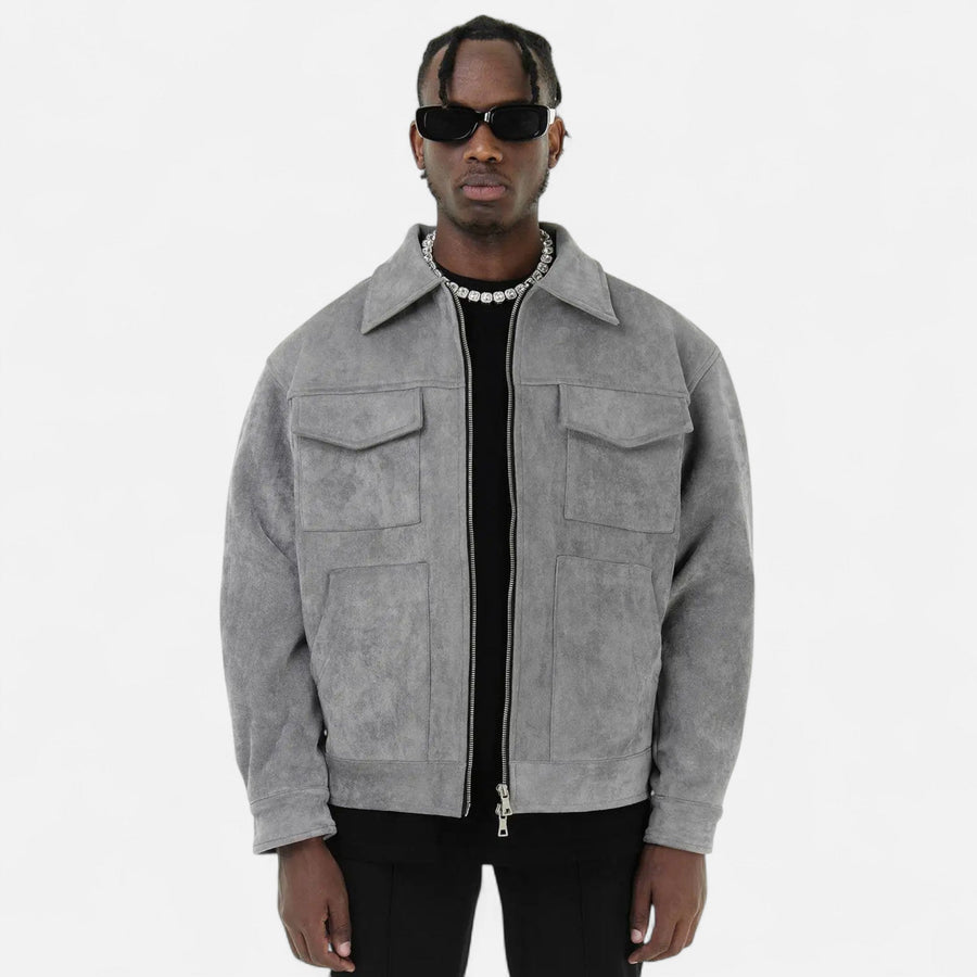 Men's relaxed fit suede-look jacket