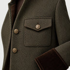 Women's herringbone blazer in Olive | Hellidon – detail view