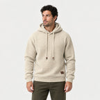 Men's waffle hoodie in Cream | Vowchurch – front view