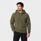 Men's waffle hoodie in Olive | Vowchurch – front view