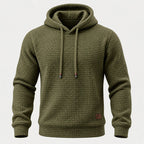 Men's waffle hoodie in Olive | Vowchurch – front view