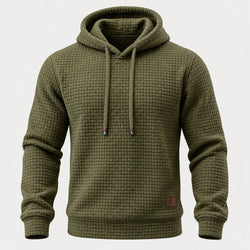 Men's waffle hoodie in Olive | Vowchurch – front view