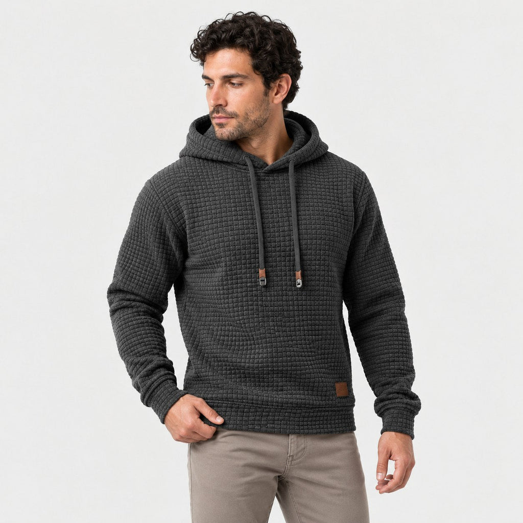 Men's waffle hoodie in Dark Grey | Vowchurch – side view