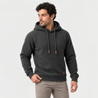 Men's waffle hoodie in Dark Grey | Vowchurch – side view