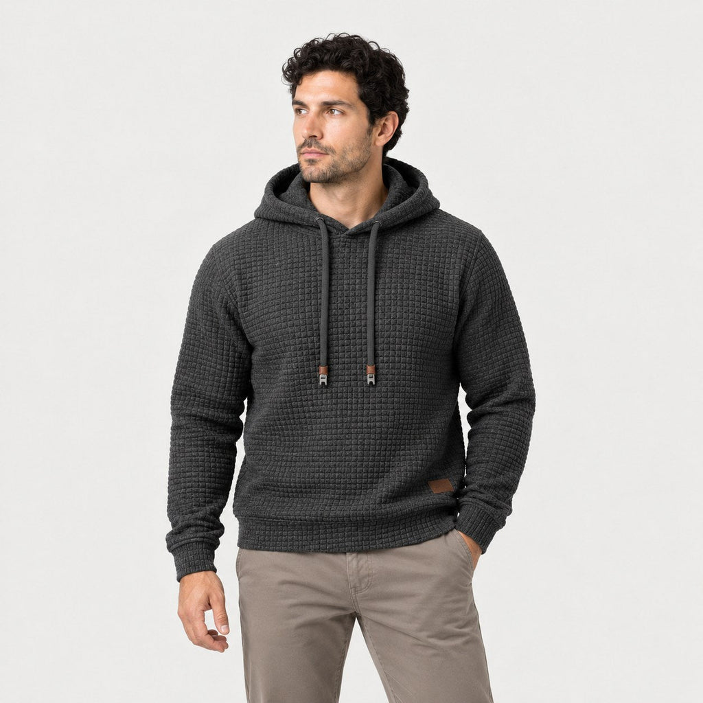 Men's waffle hoodie in Dark Grey | Vowchurch – front view