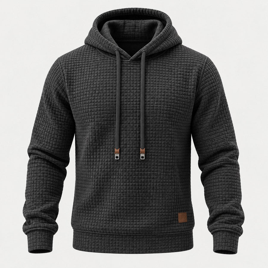 Men's waffle hoodie in Dark Grey | Vowchurch – front view