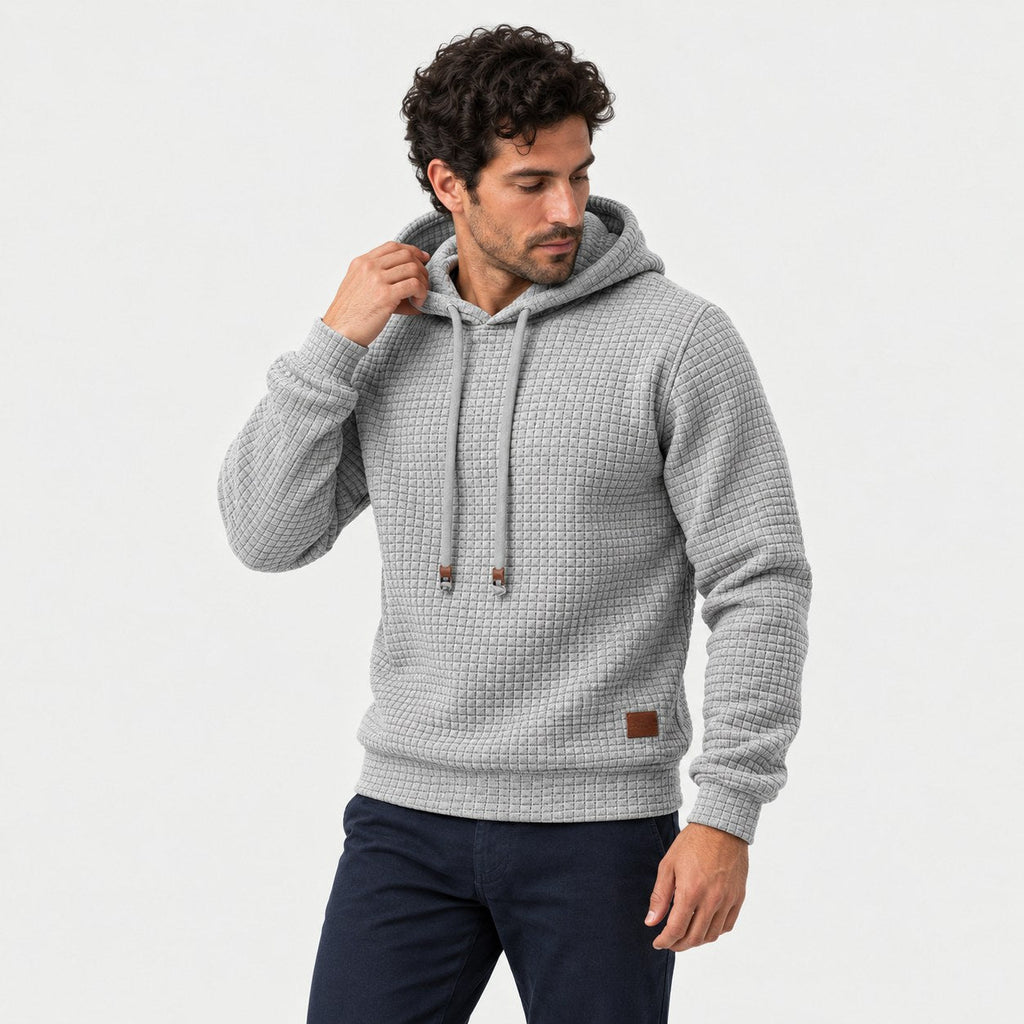 Men's waffle hoodie in Light Grey | Vowchurch – side view