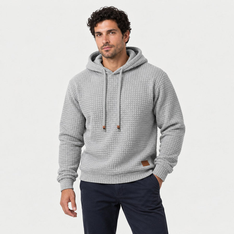 Men's waffle hoodie in Light Grey | Vowchurch – front view