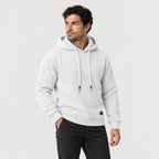Men's waffle hoodie in White | Vowchurch – side view