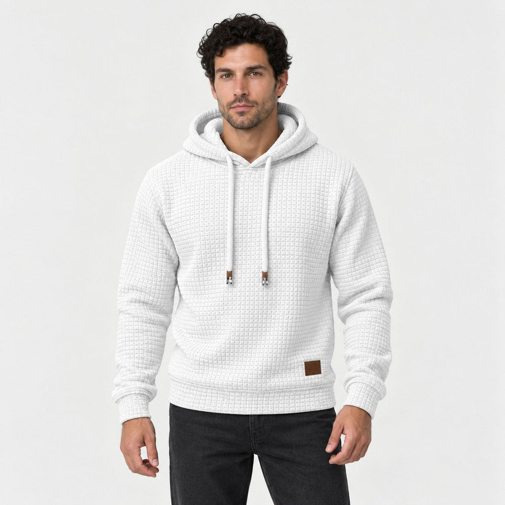Men's waffle hoodie in White | Vowchurch – front view