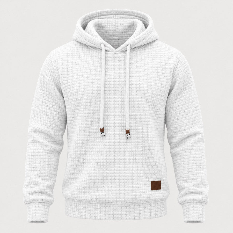 Men's waffle hoodie in White | Vowchurch – front view