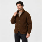Men's rib knit cardigan in Brown | Grassmere – side view