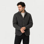 Men's rib knit cardigan in Charcoal | Grassmere – side view