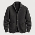 Men's rib knit cardigan in Charcoal | Grassmere – front view