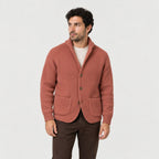 Men's rib knit cardigan in Pink | Grassmere – front view