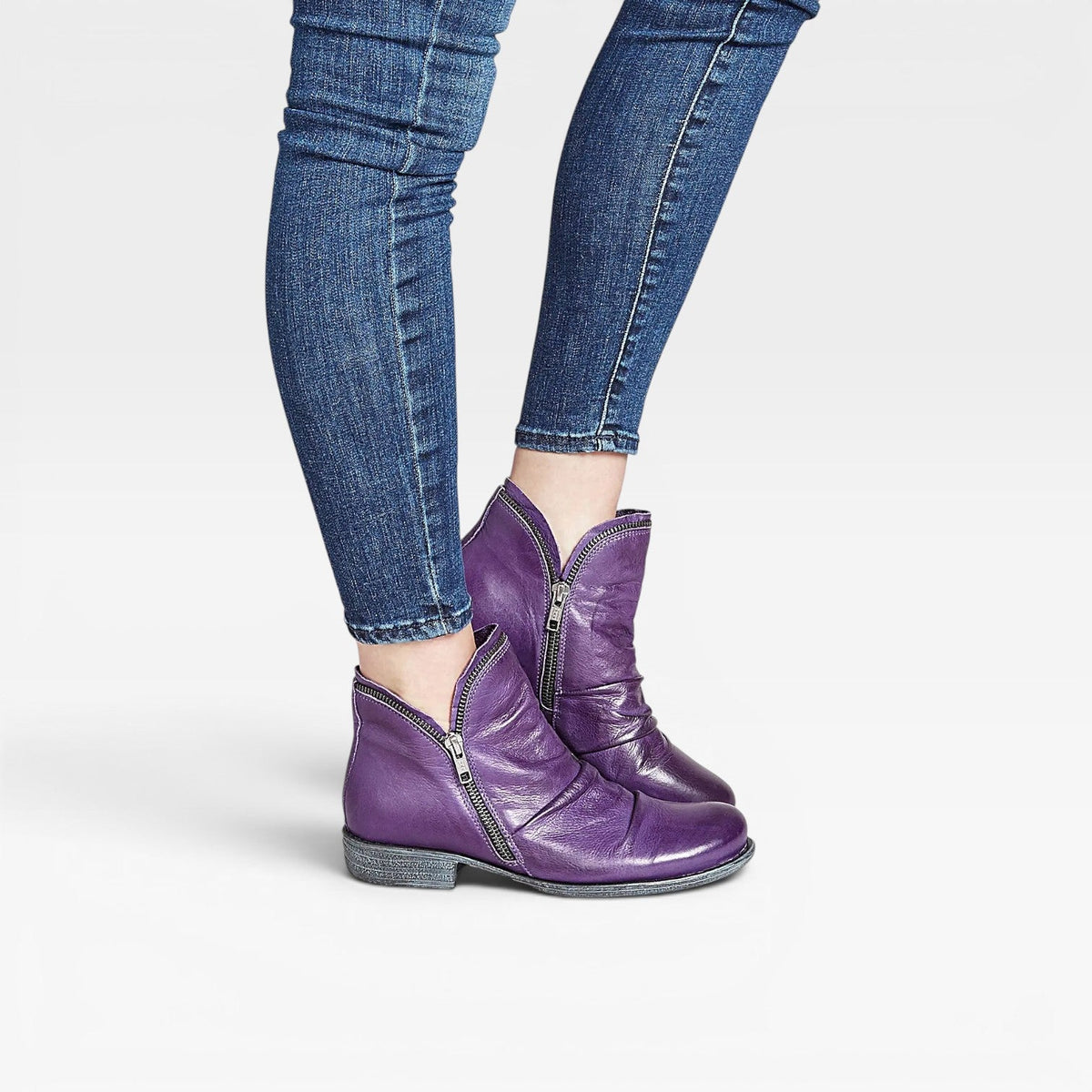 Women's Leather Ankle Boots with Side Zip — view 4
