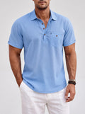 Men's linen-look short-sleeve polo shirt