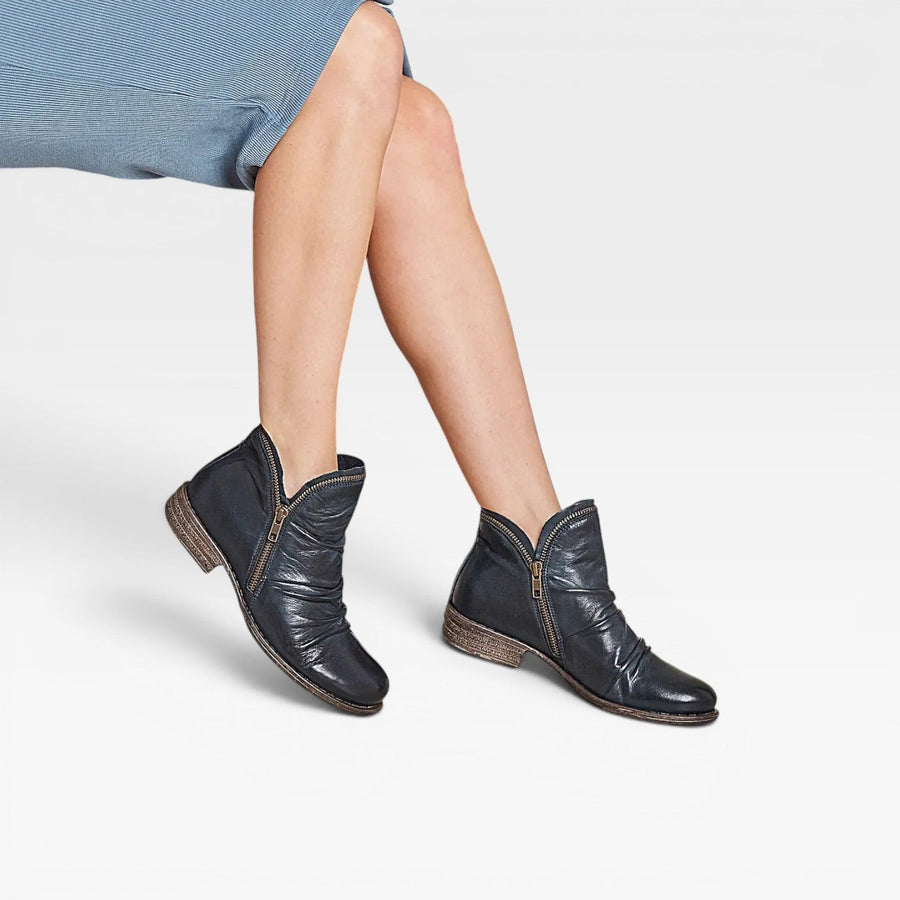 Women's Leather Ankle Boots with Side Zip — view 6