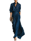 Cielo | Deep Blue Draped Maxi Dress