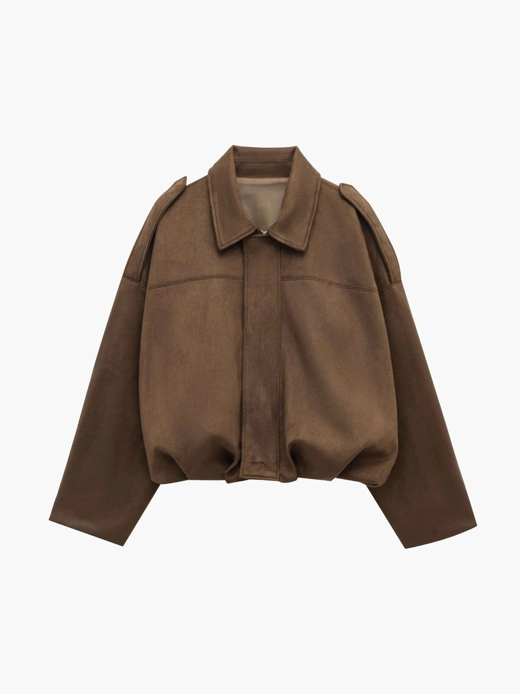 Women's faux suede collared bomber jacket