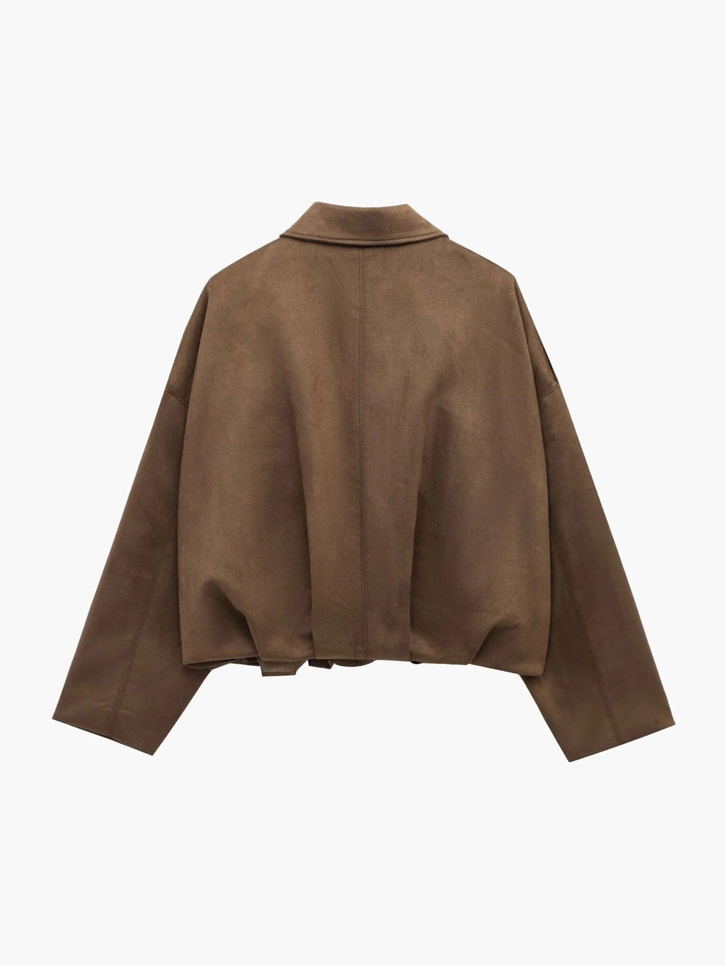 Women's faux suede collared bomber jacket