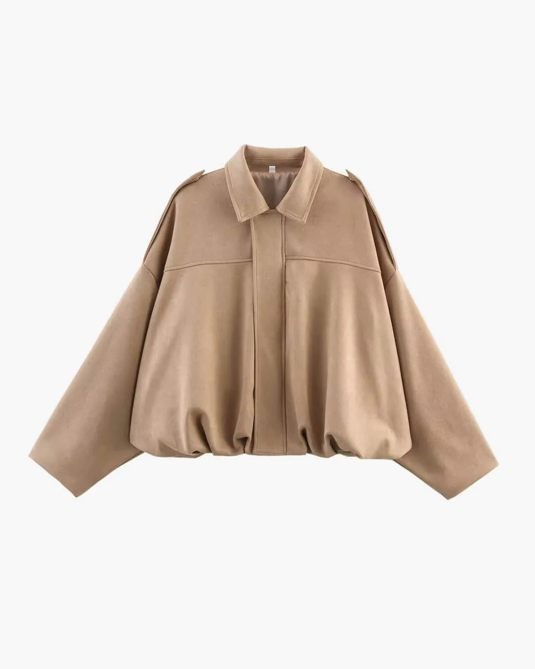 Women's faux suede collared bomber jacket
